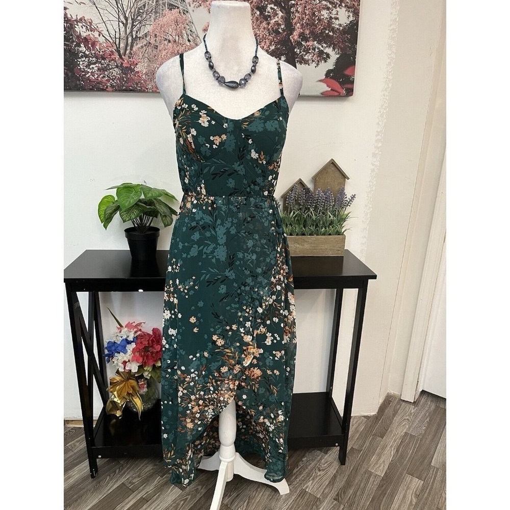 Lily Rose Chiffon Sleeveless Floral High-Low Maxi Dress Juniors Size XXL
